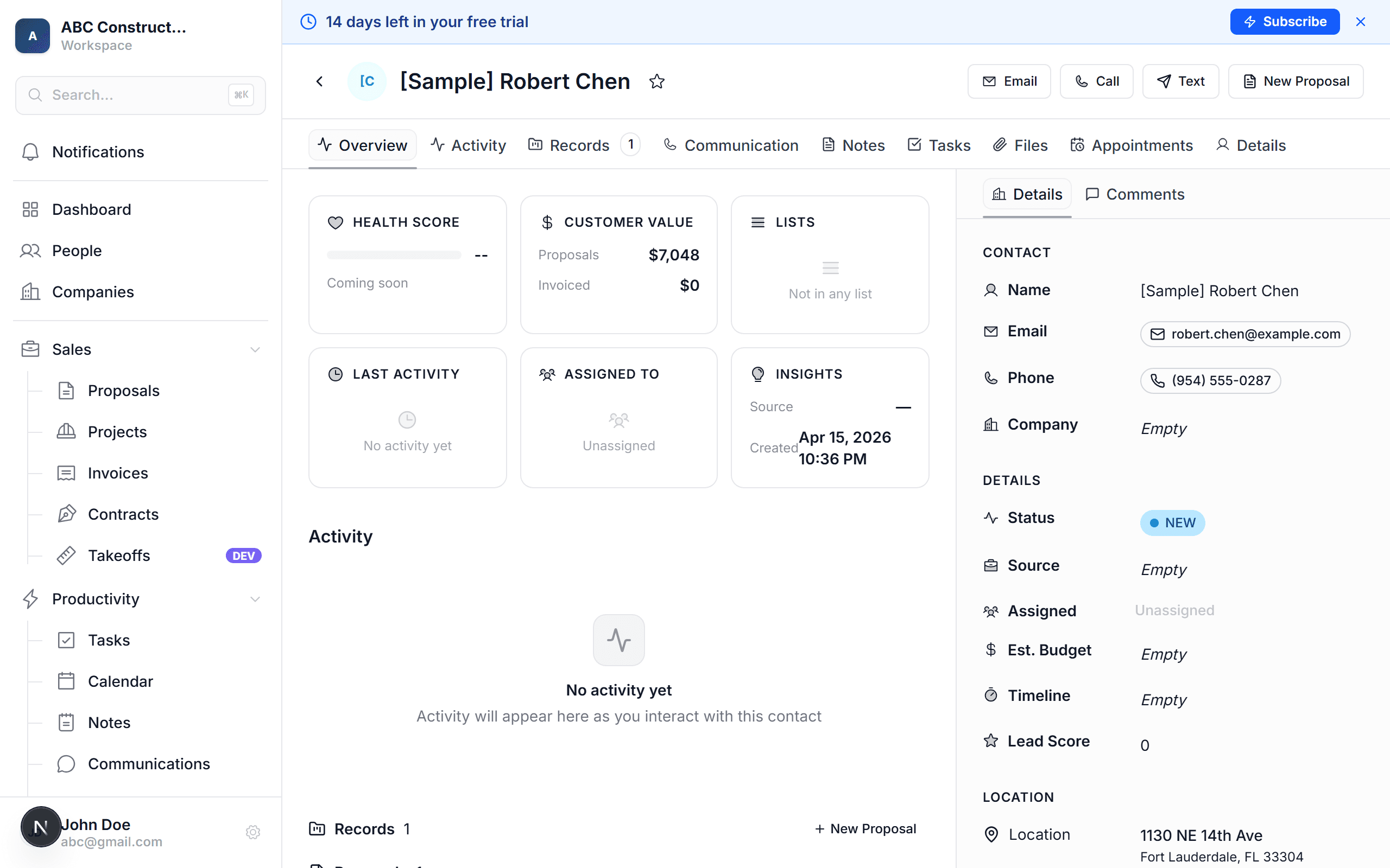 Person detail page