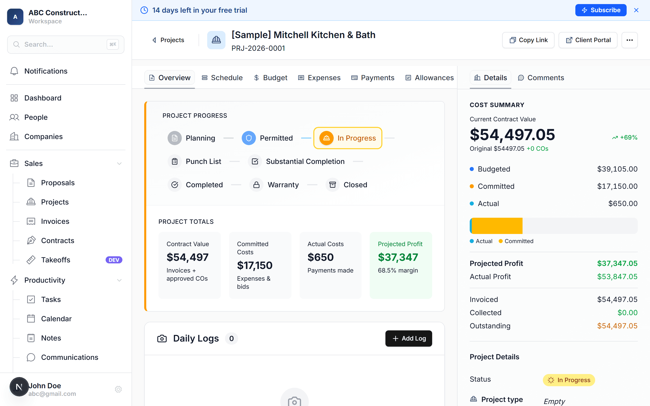 Project detail page